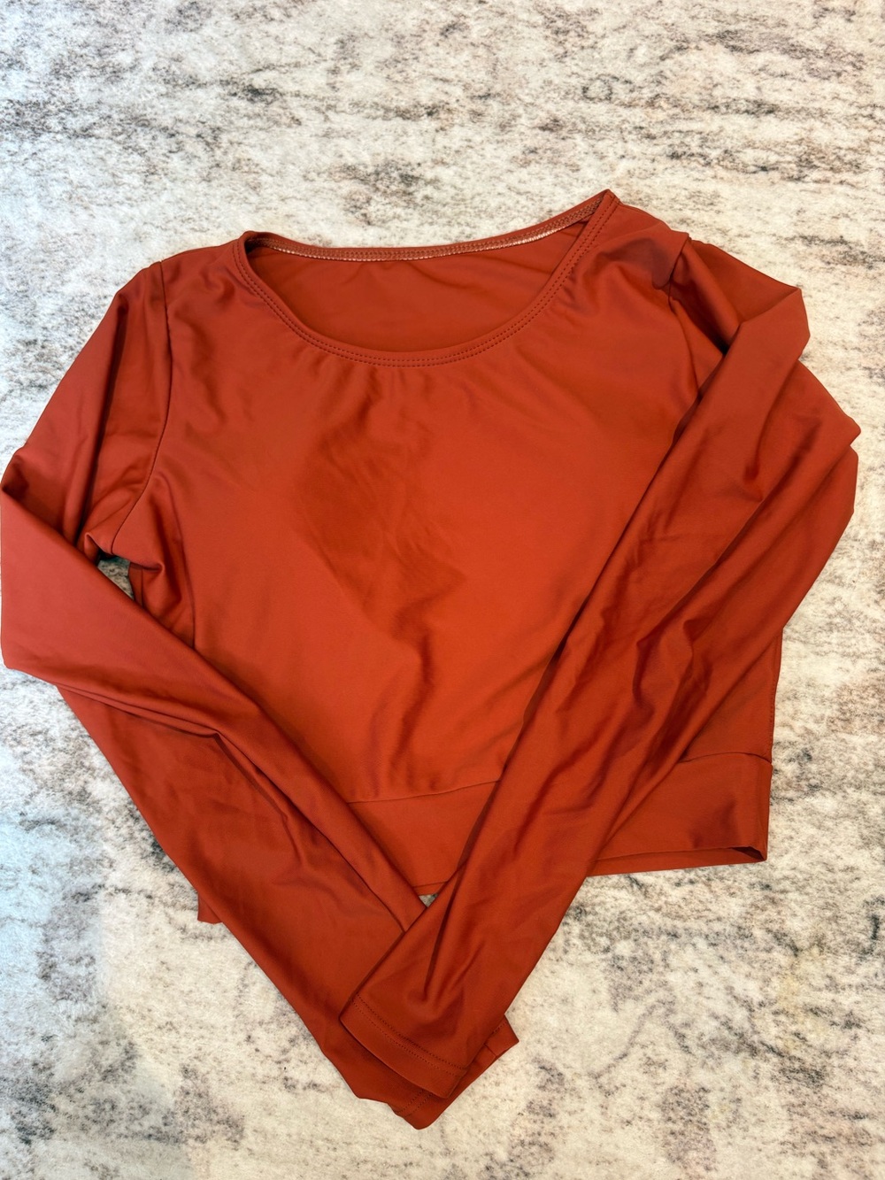 Geode Swim Cropped Bikini Rashguard Top- Rust